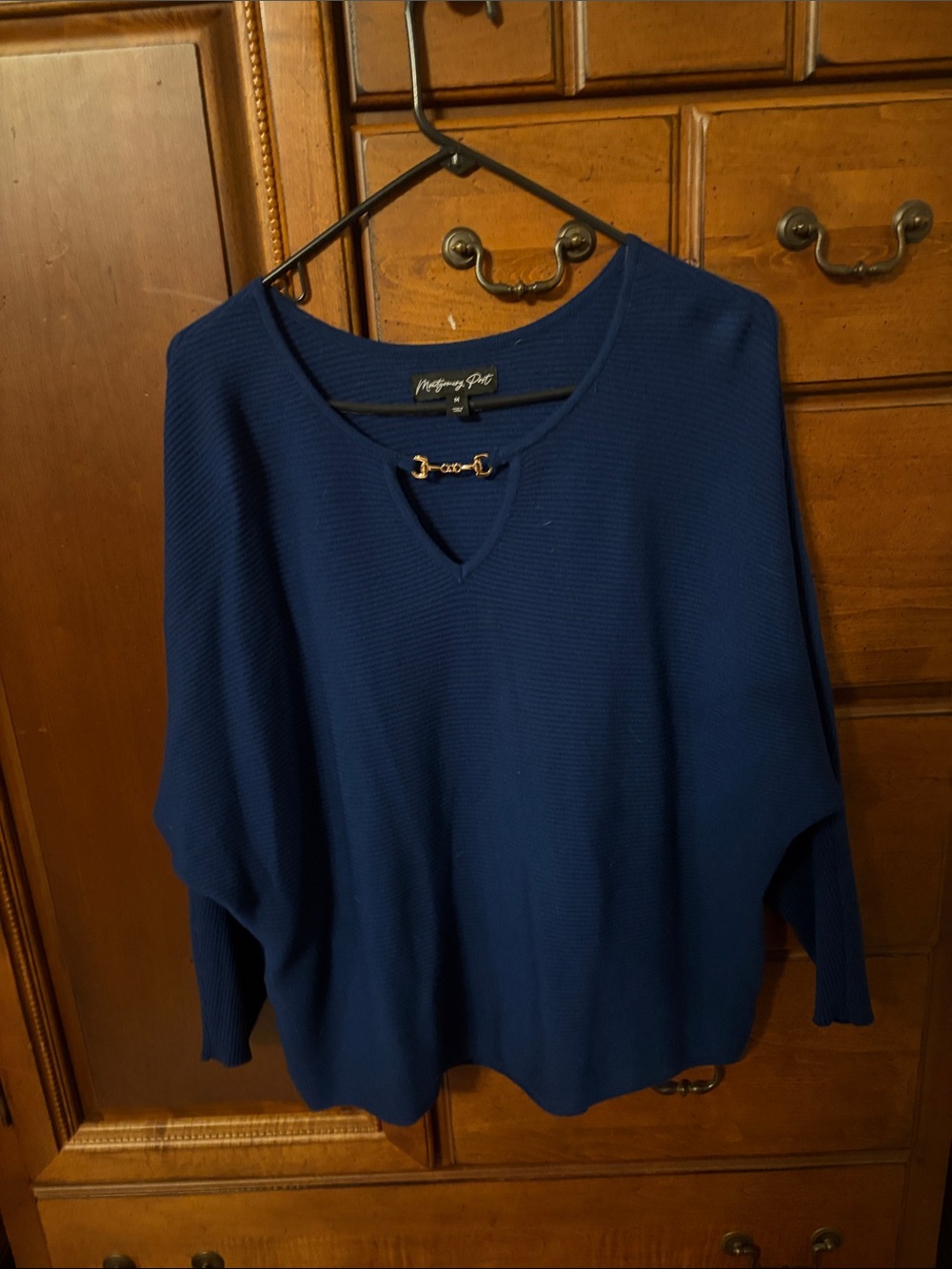 Navy Sweater with Decorative Bar